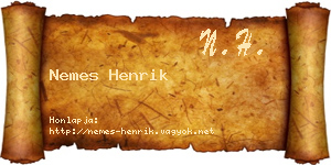 Nemes Henrik névjegykártya